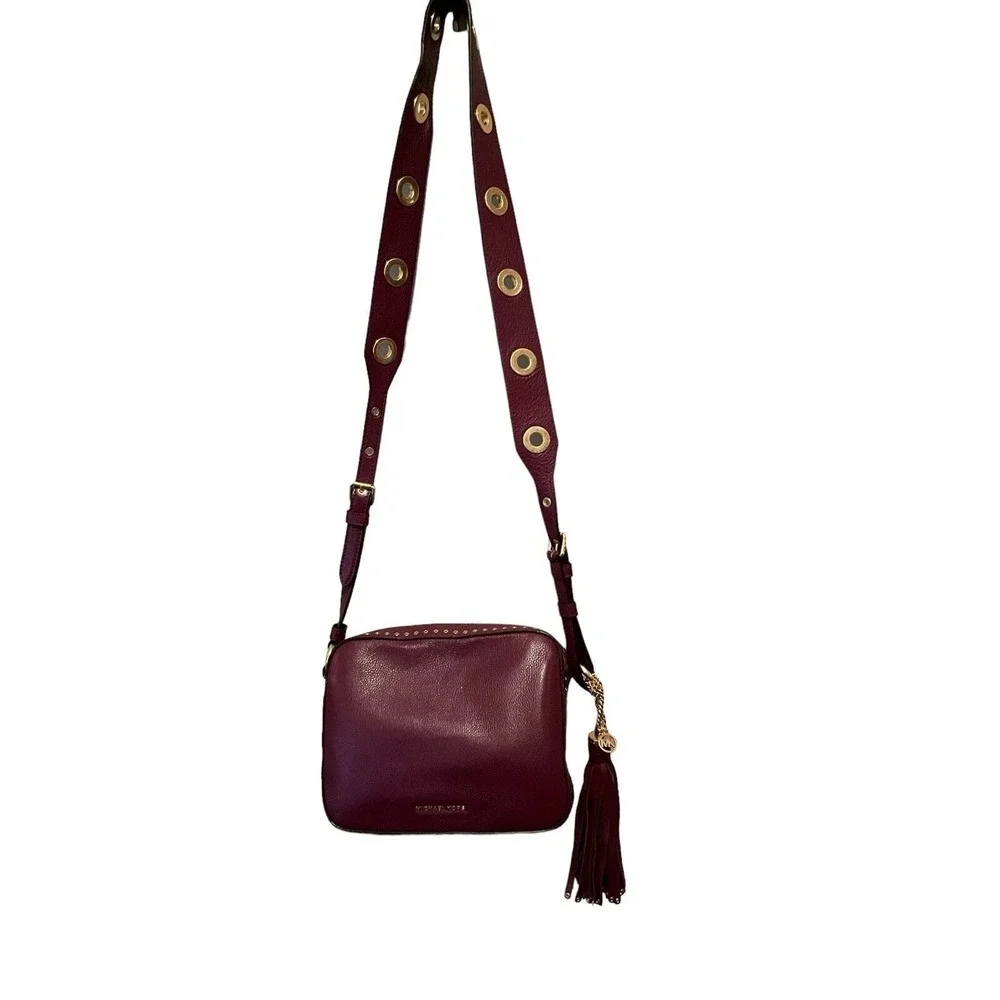 Michael Kors burgandy leather Brooklyn bag - Picture 1 of 10
